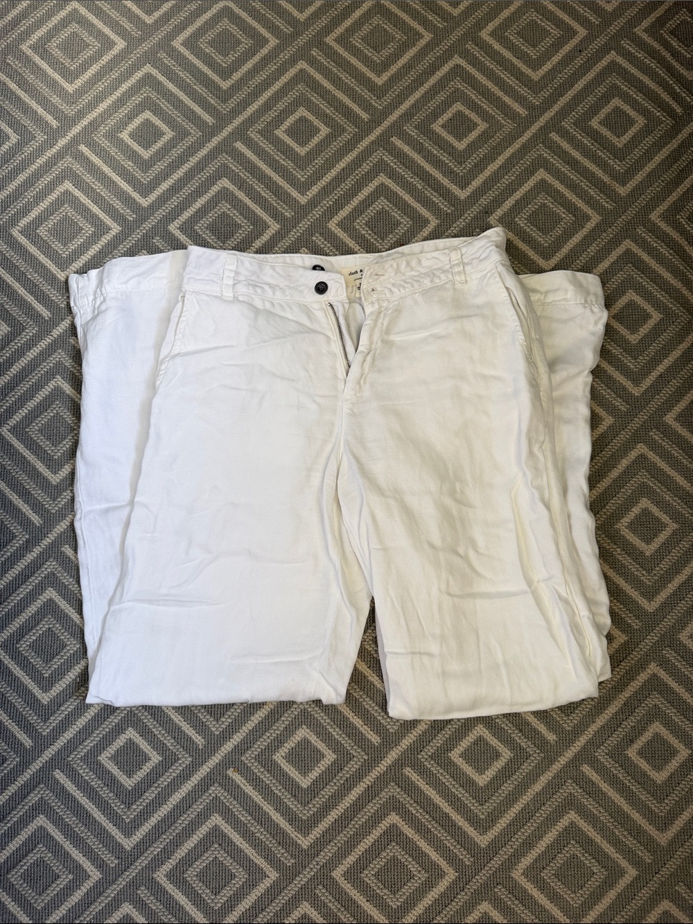 Women’s White Anthropologie Linen-Blend Pants